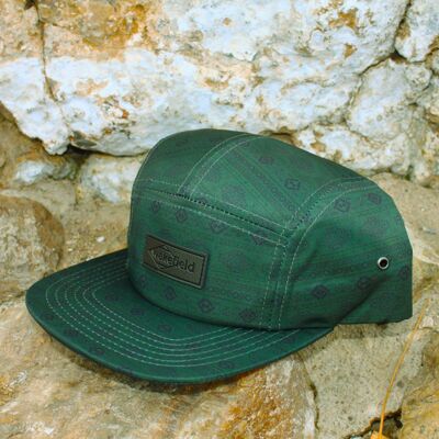 Gorra Vert verde - Sombrero de 5 paneles con estampado azteca - Wakefield Headwear
