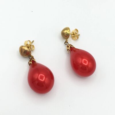 Boucles d'oreilles avec pendants goutte rouge ou vert