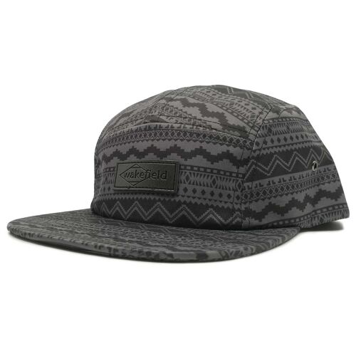 Coping Cap - Black, Grey 5-panel Hat With Aztec Print