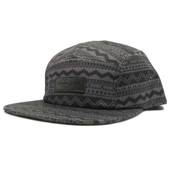 Casquette Coping - Chapeau 5 Panneaux Noir, Gris Imprimé Aztèque 1