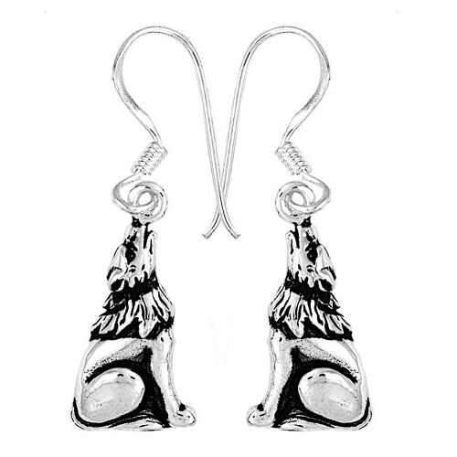 Moon Gazing Wolf Earrings