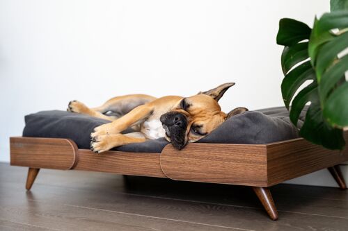 Kamiel wooden dog bed large -88x55x20cm - dark wood