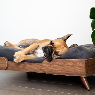 Kamiel Hundebett aus Holz groß -88x55x20cm - dunkles Holz