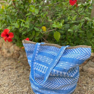 ROUND BAG HANDLOOM BIG AQUA