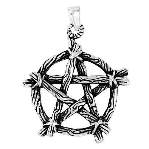 Stunning Stick Pentagram Silver Pendant