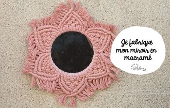 Kit créatif : Je Fabrique mon Miroir "Soleil" en Macramé - Coloris Rose Indiens Rose 1