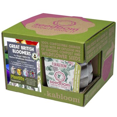 Great British Bloomers Seedbom Geschenkset, 4er-Packung, 8 Stück