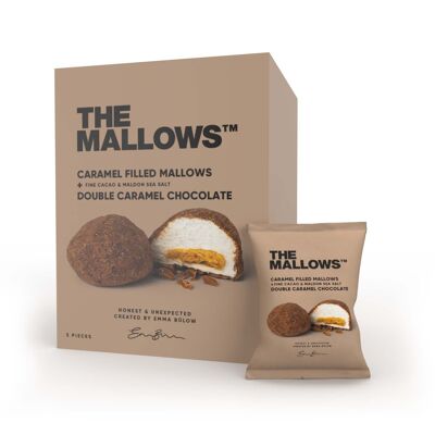 Guimauves fourrées au caramel + chocolat double caramel + cacao fin et sel de Maldon 5 x 16 g.