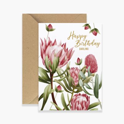 Darling Protea Birthday Card