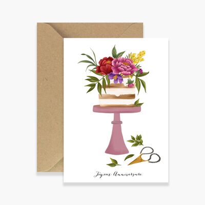 Blumen-Kuchen-Geburtstagskarte