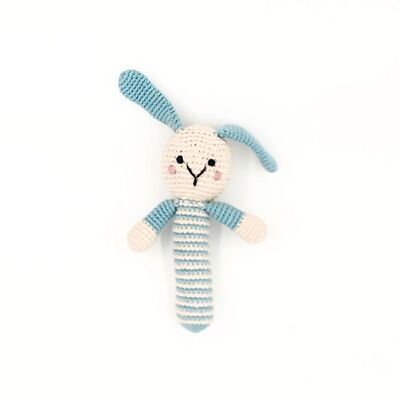 Hochet bébé jouet bâton – lapin canard oeuf bleu