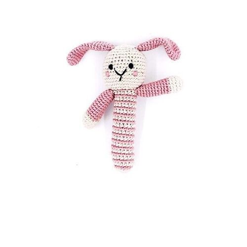 Baby Toy Stick rattle - bunny dusky pink