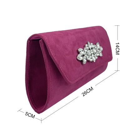 Fuchsia clutch bag with diamante detail and chain strap