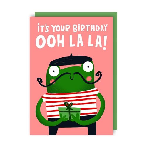 French Frog Birthday Card pack of 6
