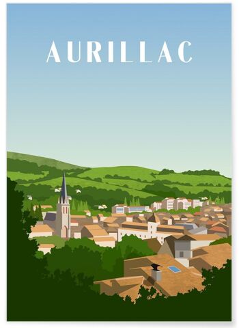 Affiche illustration de la ville d'Aurillac 1
