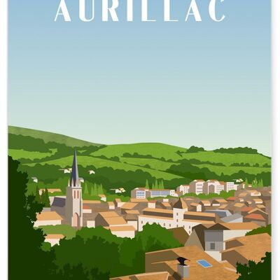 Affiche illustration de la ville d'Aurillac
