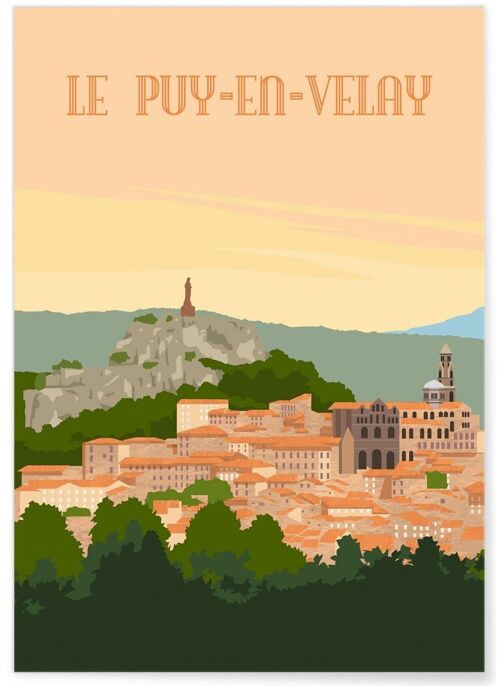 Affiche illustration de la ville Le Puy-en-Velay