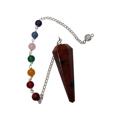 Pendolo con catena di perline 7 chakra, diaspro rosso