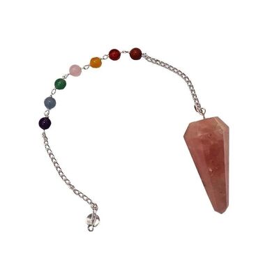 Pendel mit 7-Chakra-Perlenkette, Rosenquarz