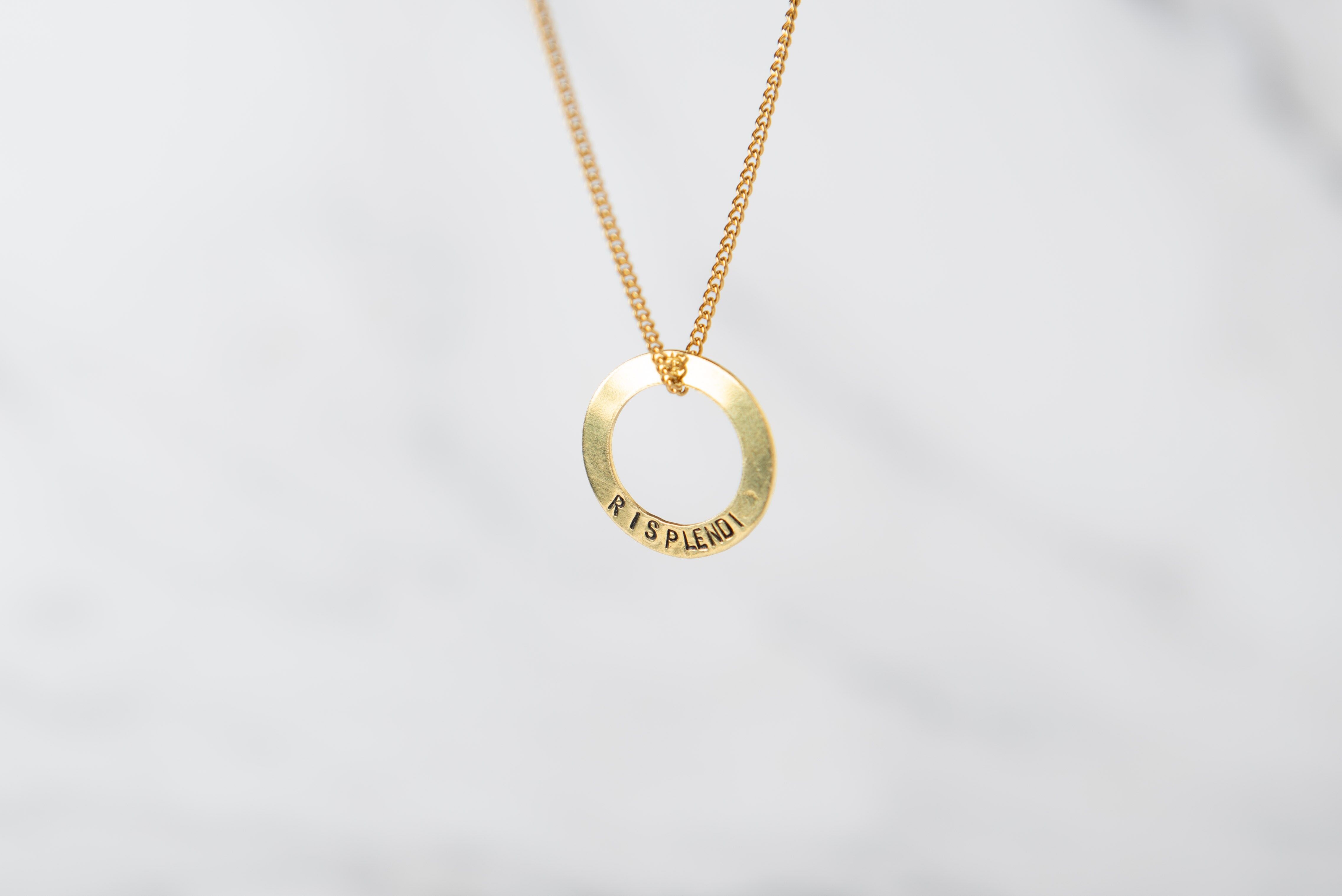 COLLANA LUZ, LUNGA 46CM, REALIZZATA A MANO IN OTTONE, CON INCISIONE PERSONALIZZATA