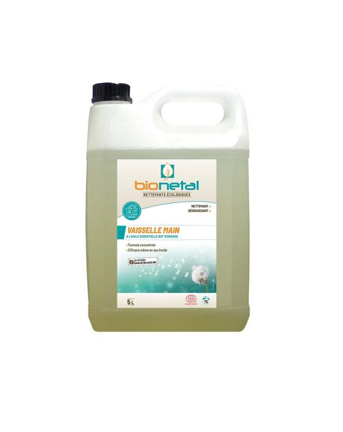 Buy wholesale Manual dishwashing liquid Orange essential oils 5L Certified  ECOCERT Bionetal With real organic Marseille soap