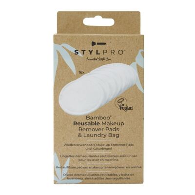 Pack of 16 Bamboo Reusable Makeup Pads & Bag