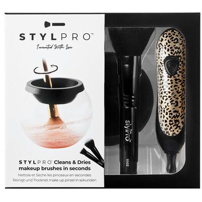 STYLPRO Ensemble-cadeau de nettoyant pour pinceaux de maquillage Cheetah