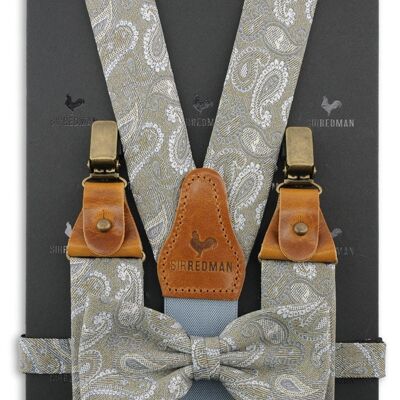 Sir Redman suspenders combi pack Paisley Partito verde marrone