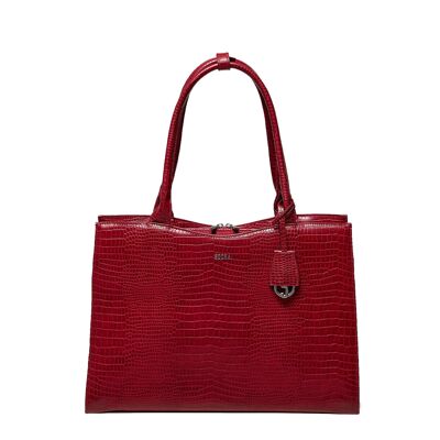 Maletín para portátil Midi Croco Burdeos 14"