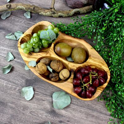 Bowl Suzzi 4 parts in olive wood, Tunisia