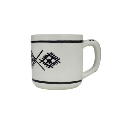 Taza Nabeul de cerámica blanca pintada a mano, Túnez