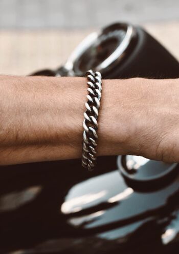 Bracelet Chaîne Ancre Argent Oxydé 2