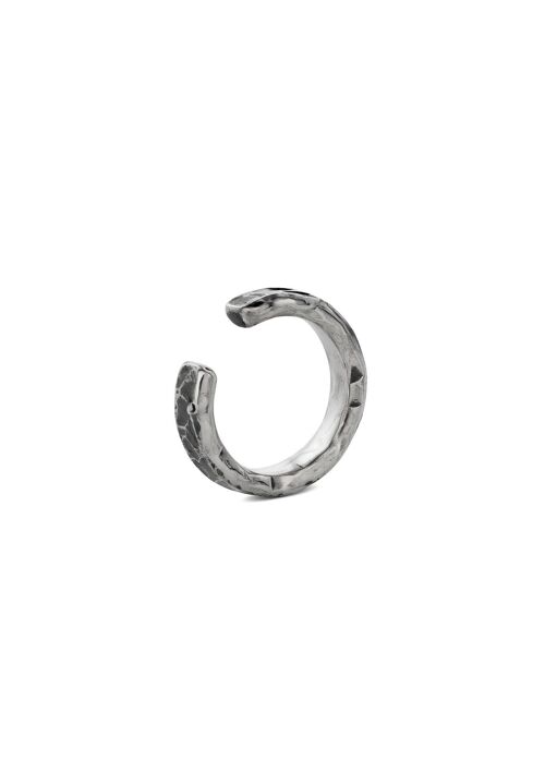 Rugged Line Ear Cuff Oxidized Silver