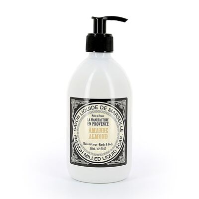 Liquid Marseille soap 500ml with organic almond