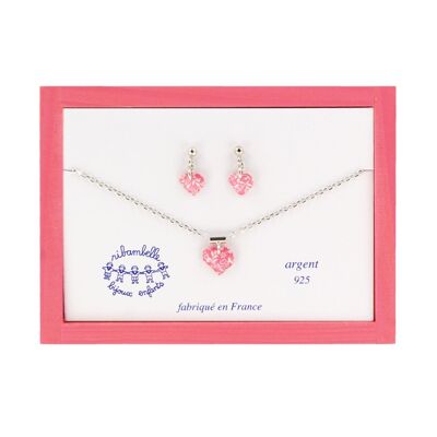 Gioielli Bambina per Bambini - Confezione di orecchini pendenti e collana in argento 925 Cuore
