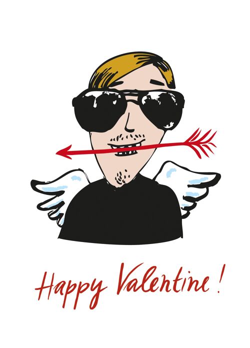Postkarte Valentinstag mit modernem Amor