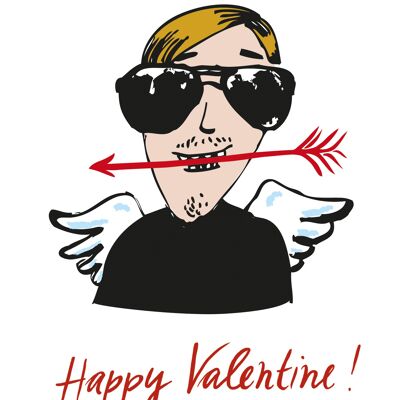 Postkarte Valentinstag mit modernem Amor