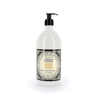 Liquid Marseille soap 1L with organic almond