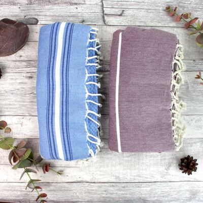 Asciugamano Fouta viola 100% cotone, Tunisia