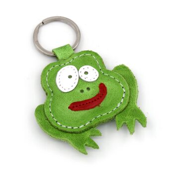 Porte-clés en cuir fait main Lucky Green Froggie 1