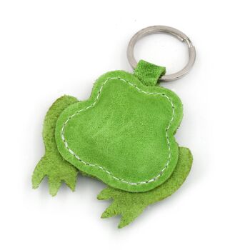 Porte-clés en cuir fait main Lucky Green Froggie 2