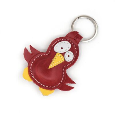 Porte-clés en cuir mignon petit oiseau rouge
