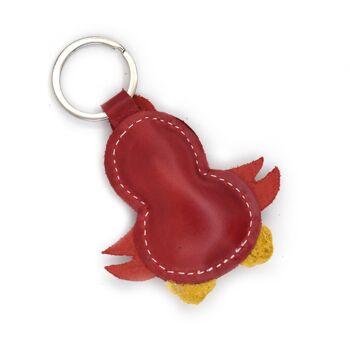 Porte-clés en cuir mignon petit oiseau rouge 2