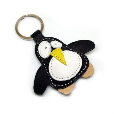 Mignon petit porte-clés animal en cuir de pingouin - cadeau d'amant de pingouin