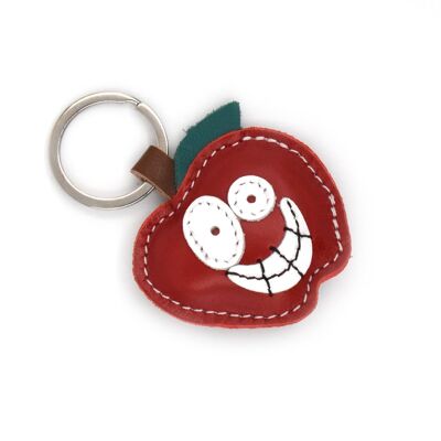 Smiling Apple Handmade Leather Keychain