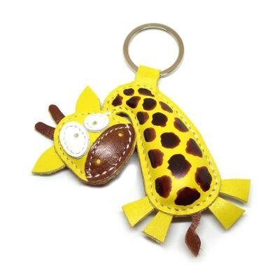 Giraffe Lover Gift Handmade Leather Keychain