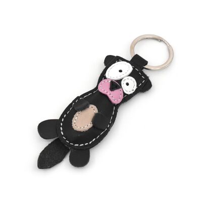 Black Otter Leather Animal Keychain