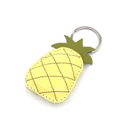 Porte-clés en cuir jaune ananas