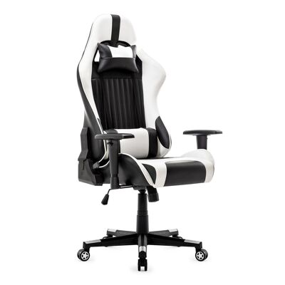 IWMH Indy Gaming Racing Chair Leder mit verstellbarer Armlehne WEISS