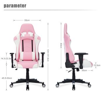 IWMH Indy Gaming Racing Chair Cuir avec Accoudoir Réglable ROSE 3